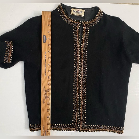 Vintage Rajkumar cashmere women sweater Cardigan blazer jacket with sequins trim - Picture 6 of 12